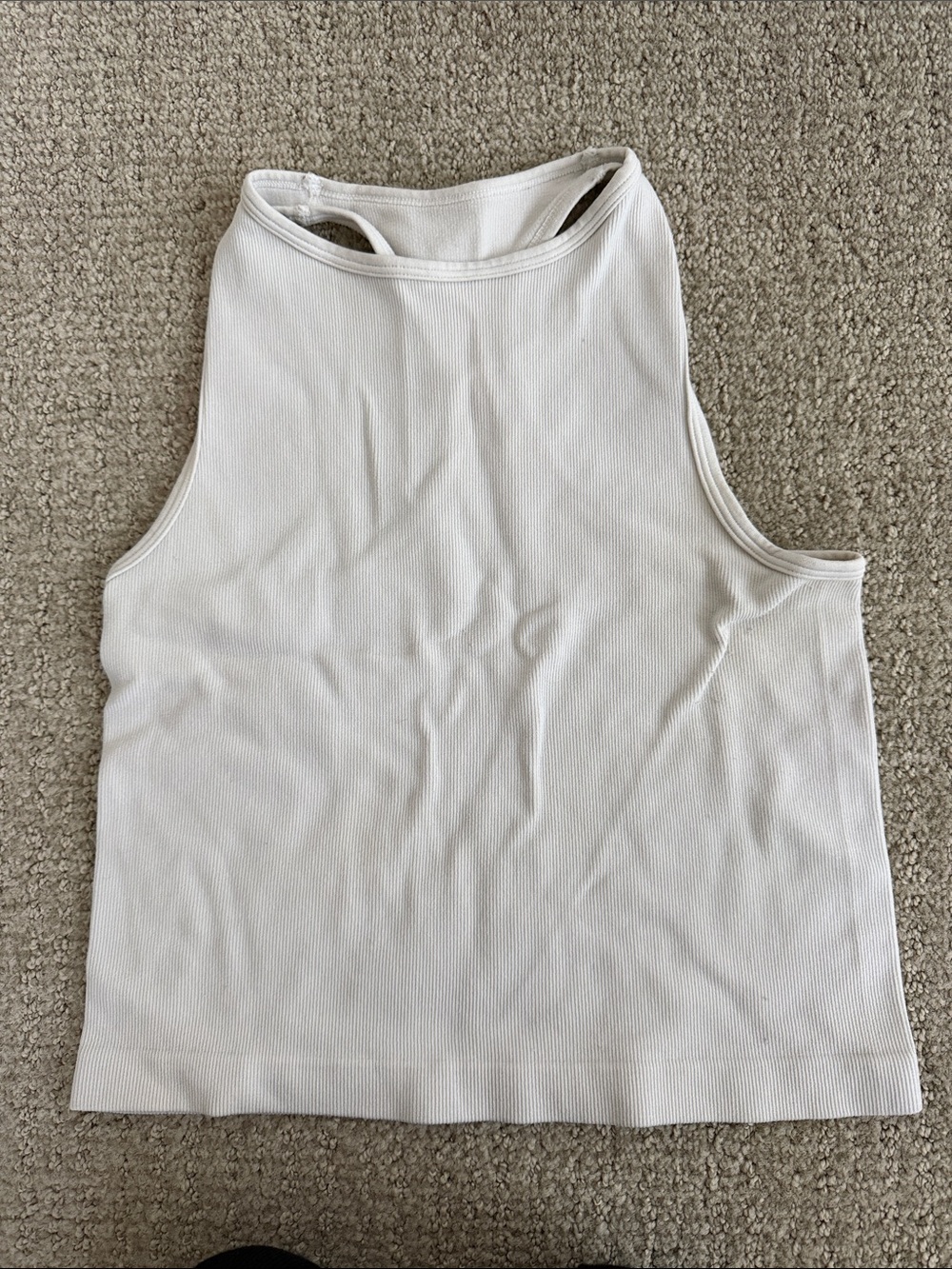 Free People Cream/white Ribbed High-Neck Tank